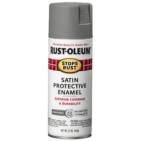 12 OZ Stops Rust Protective Enamel Spray Paint -Satin Coastal Gray