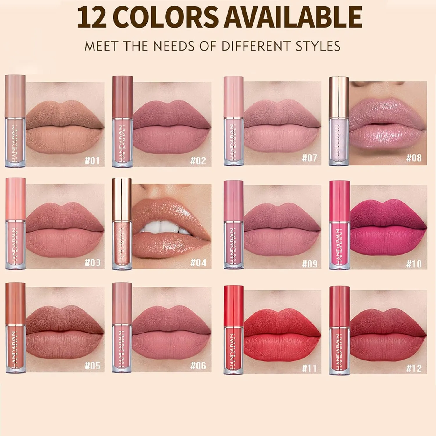 12-Piece Waterproof Matte Liquid Lipstick Set - Long-Lasting Non-Stick Velvet Lip Gloss for Women