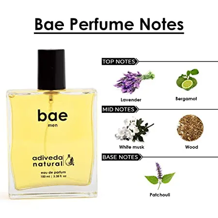 Adiveda Natural Bae Perfume For Men - Floral, Woody and Musky Fragrance Eau de Parfum - 100 ml