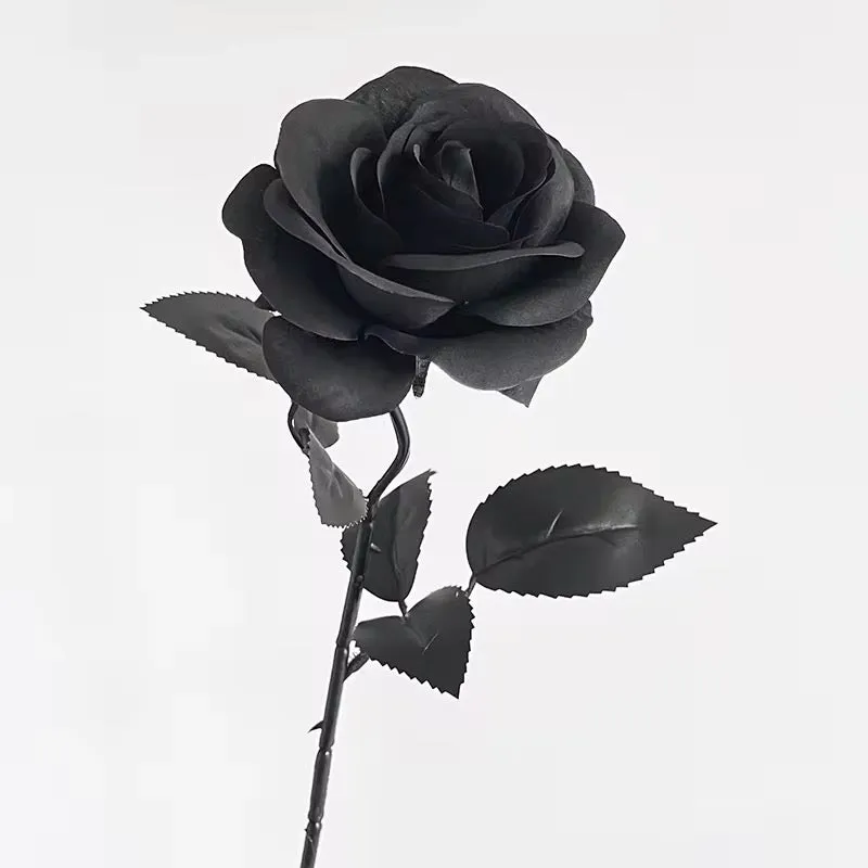 Artificial Silk Addams Rose Flower Stem - Black