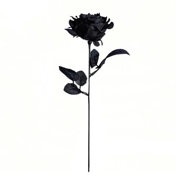 Artificial Silk Addams Rose Flower Stem - Black