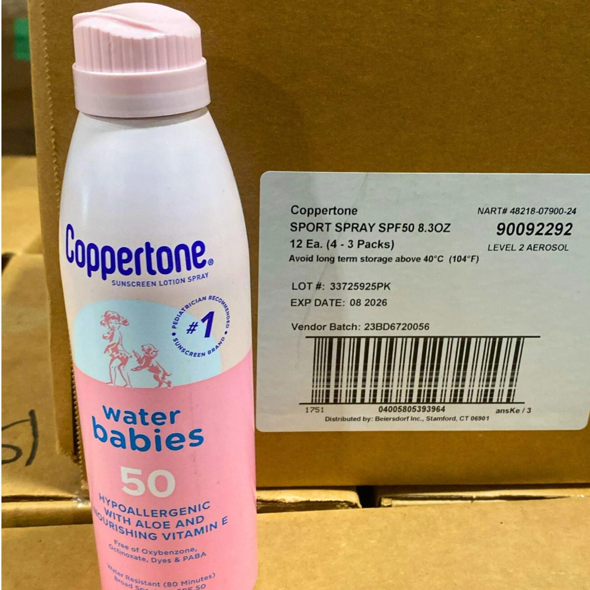 Coppertone Sunscreen Lotion Spray Water Babies 50 Hypoallergenic SPF 50 6OZ (75 Pcs Lot)