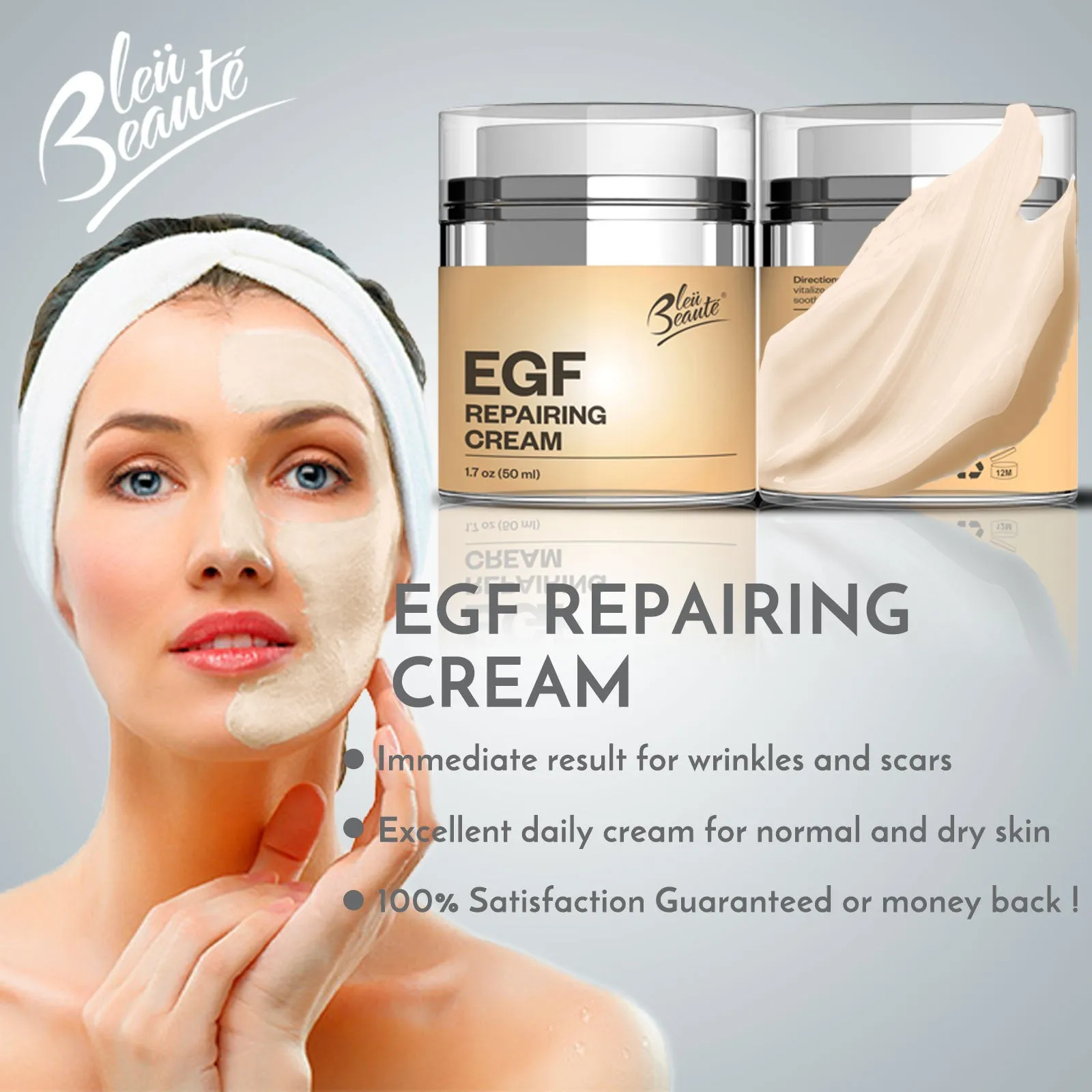 EGF Repairing Cream - reduce wrinkles and heal wound acne, dark spot and scar removal - 1.7 FL oz