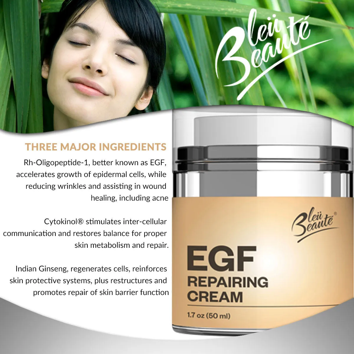 EGF Repairing Cream - reduce wrinkles and heal wound acne, dark spot and scar removal - 1.7 FL oz