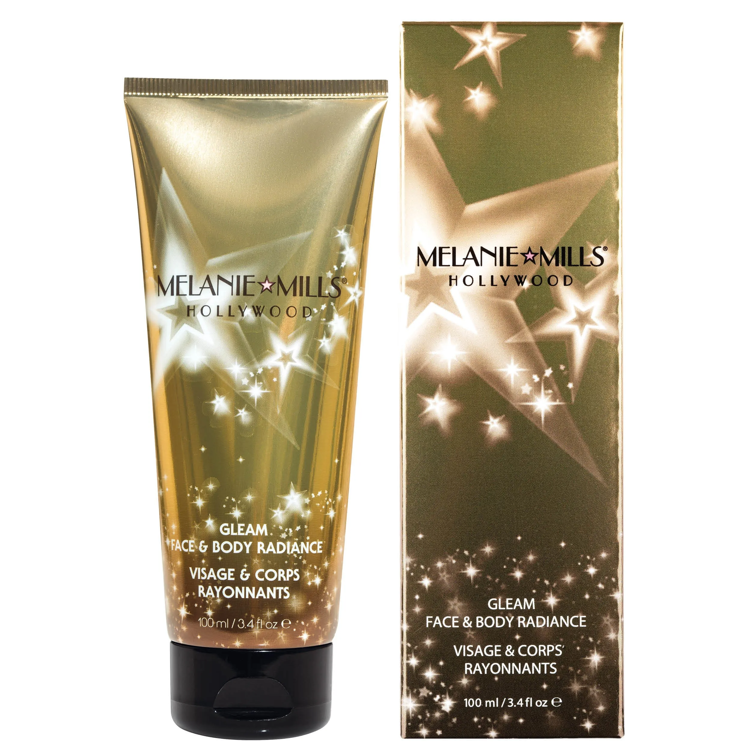 Melanie Mills Hollywood Gleam Body Radiance All In One Makeup, Moisturiser & Glow For Face & Body Disco Gold