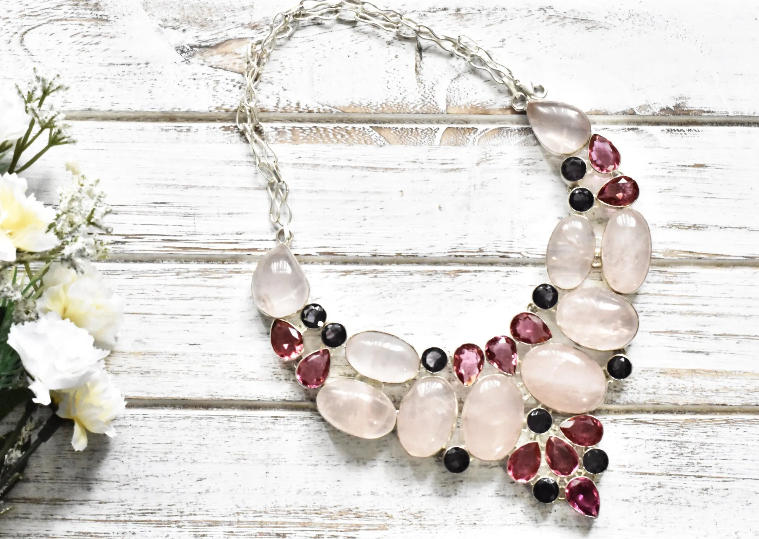 Rose Quartz Pink Topaz Necklace