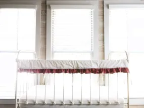 White and Blush Ruffled Crib Rail Cover